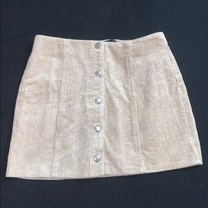 Beige Corduroy Button-up Skirt